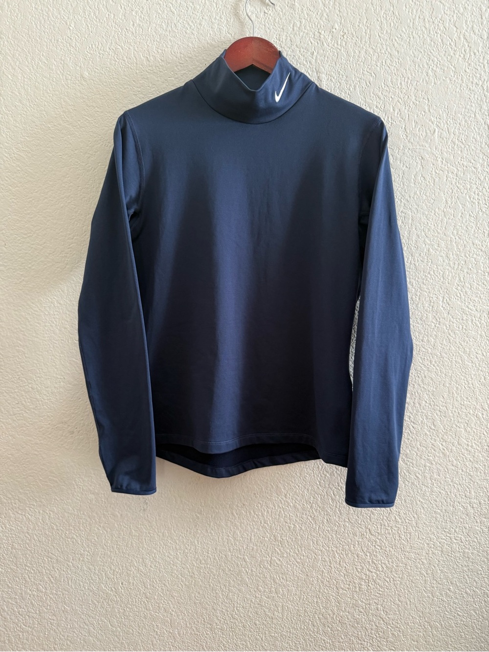 Nike Black Mock Neck Long-Sleeve Dri-FIT Tee in Navy blue